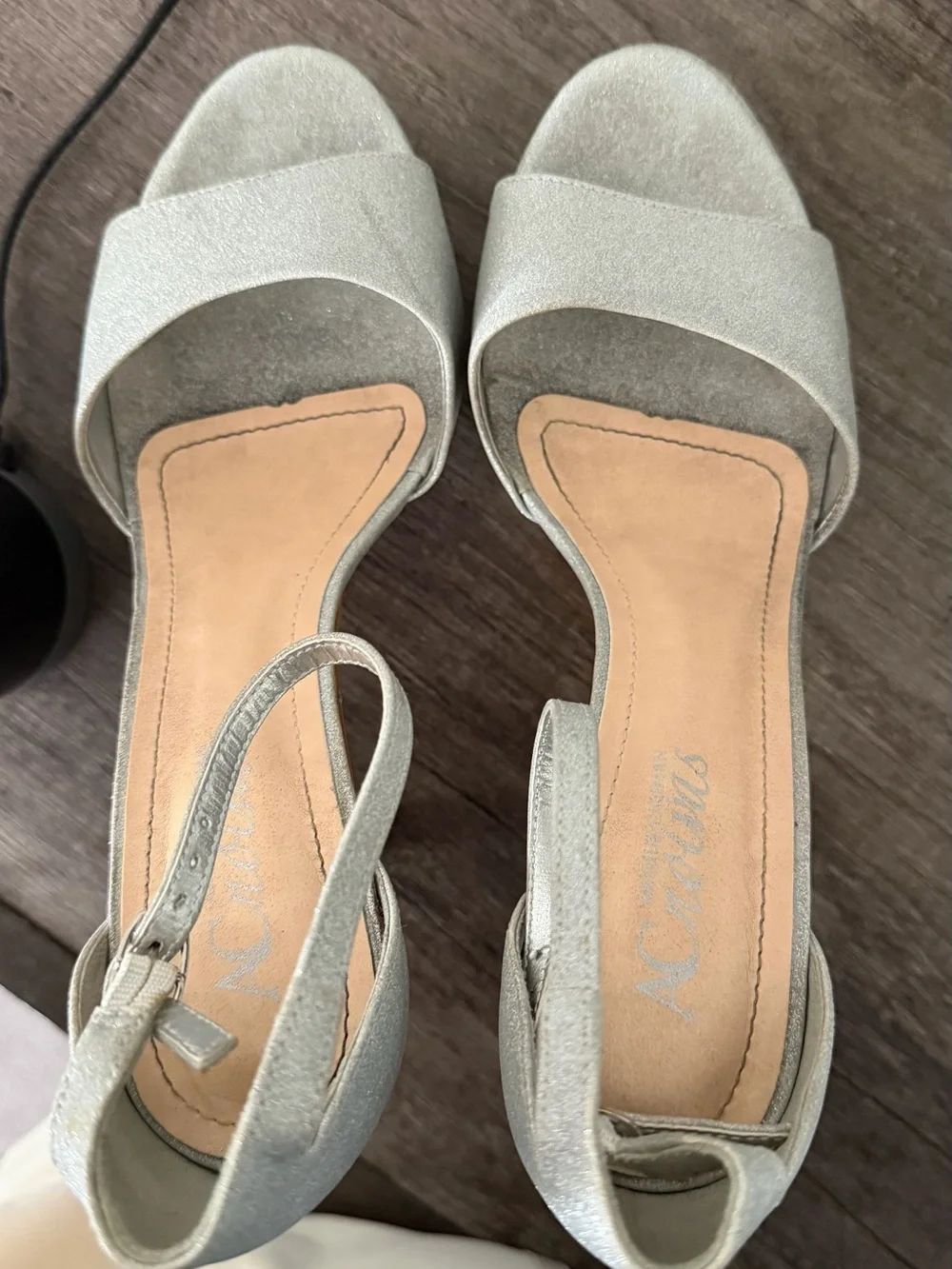 Silver Metallic Platform Ankle-Strap Sandals